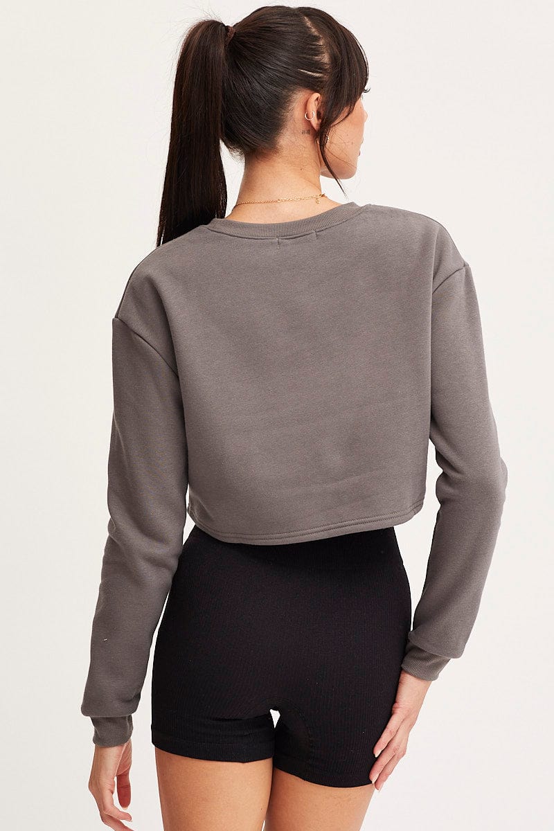 Grey Graphic Sweater Long Sleeve