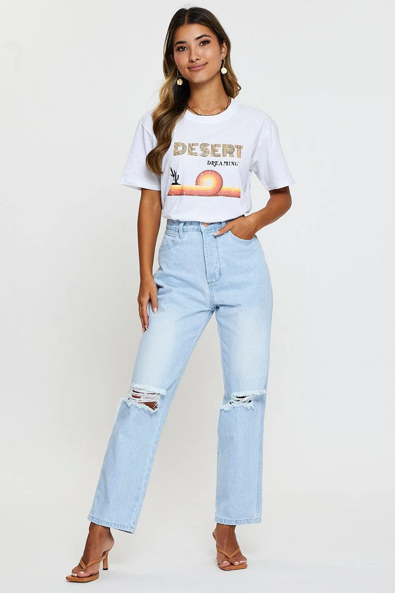 White Graphic T Shirt Short Sleeve