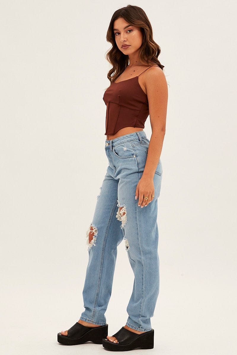 Blue Baggy Jeans High Rise Denim