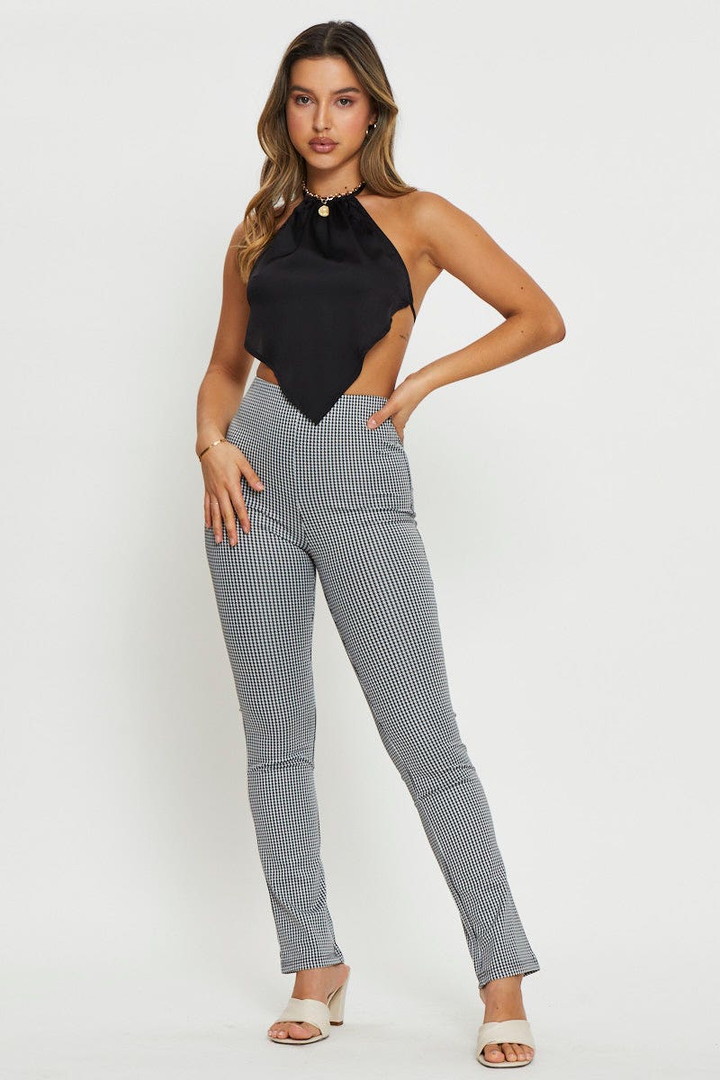 Black Scarf Top Halter Satin