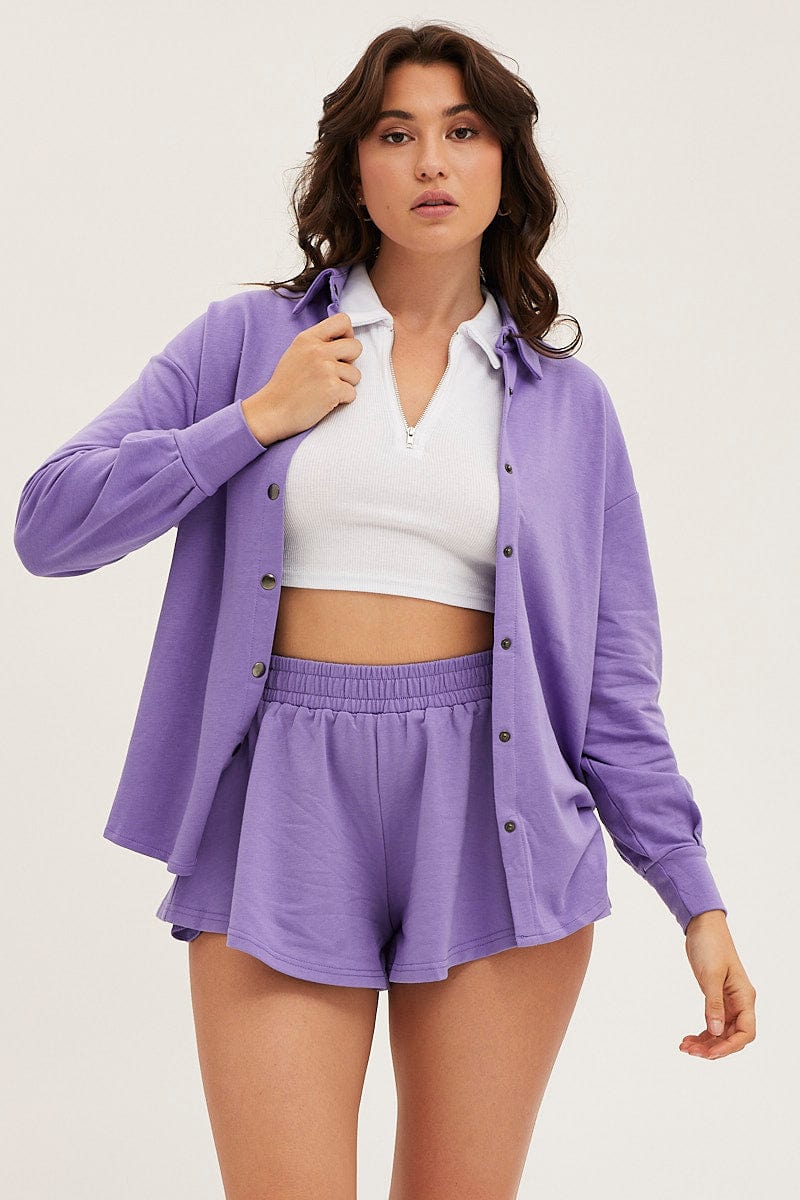 Purple Oversized Shirt Loungewear