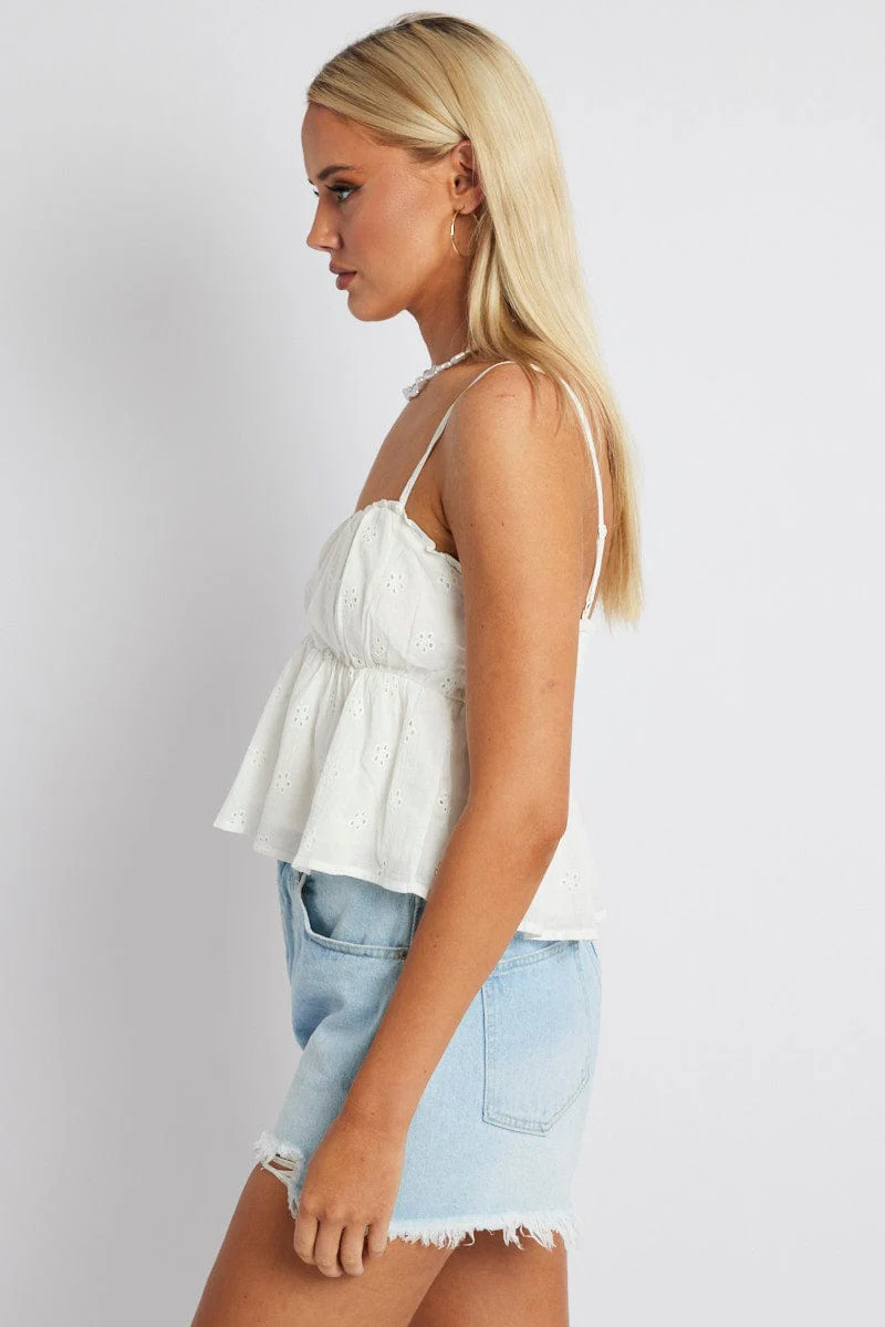 White Eyelet Cami Top