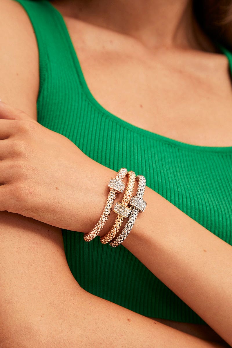 Multi 3 Pack Rhinestone Decor Bracelet