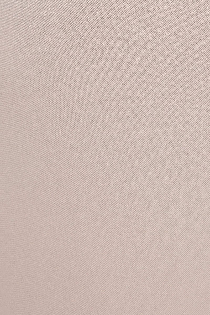 Beige Wide Leg Pants Cargo Pockets