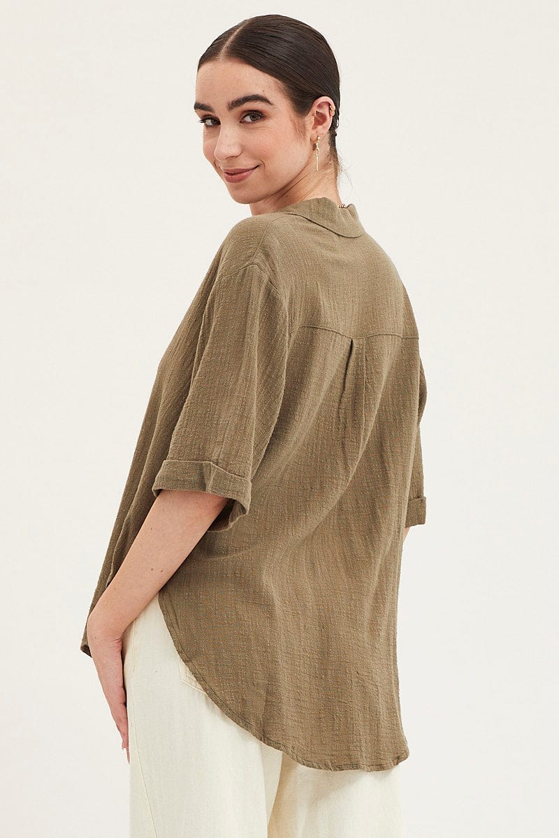 Green Shirt Top Short Sleeve