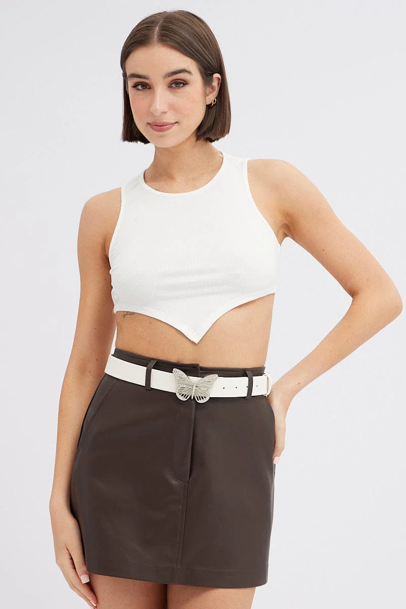 White Butterfly Buckle Belts