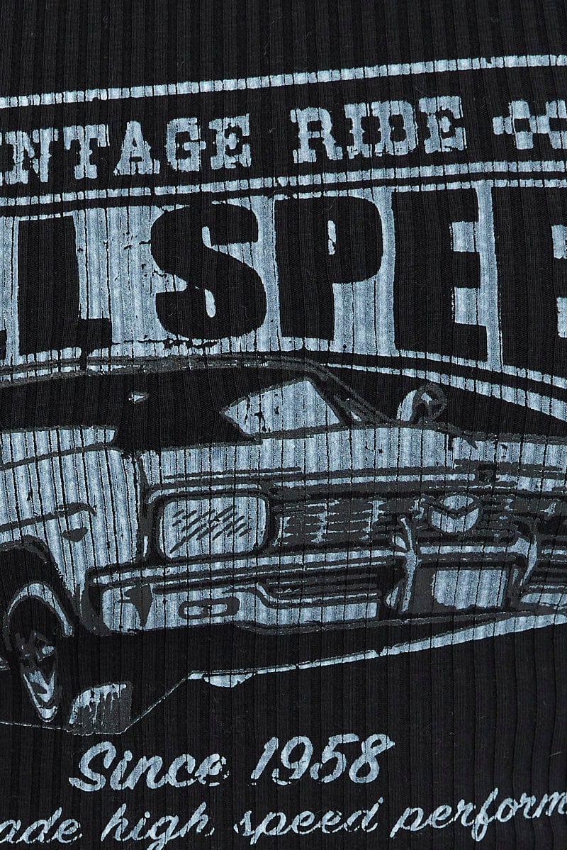 Black Cropped Crew Neck Tank