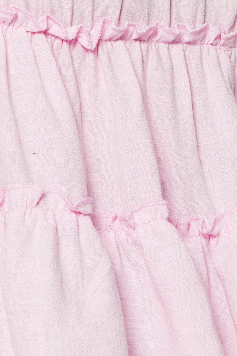 Pink Peplum Blouse Sleeveless V-Neck