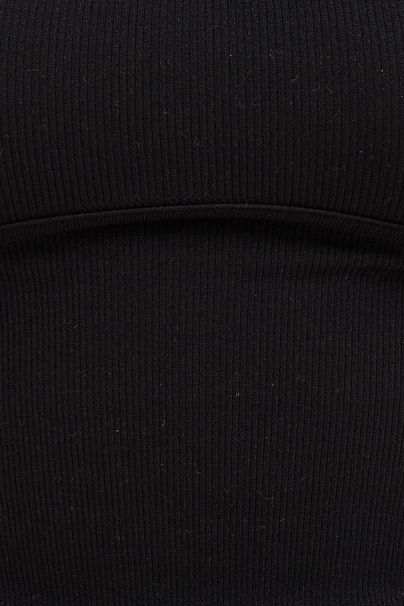 Black Seamless Corset Detail Singlet Top