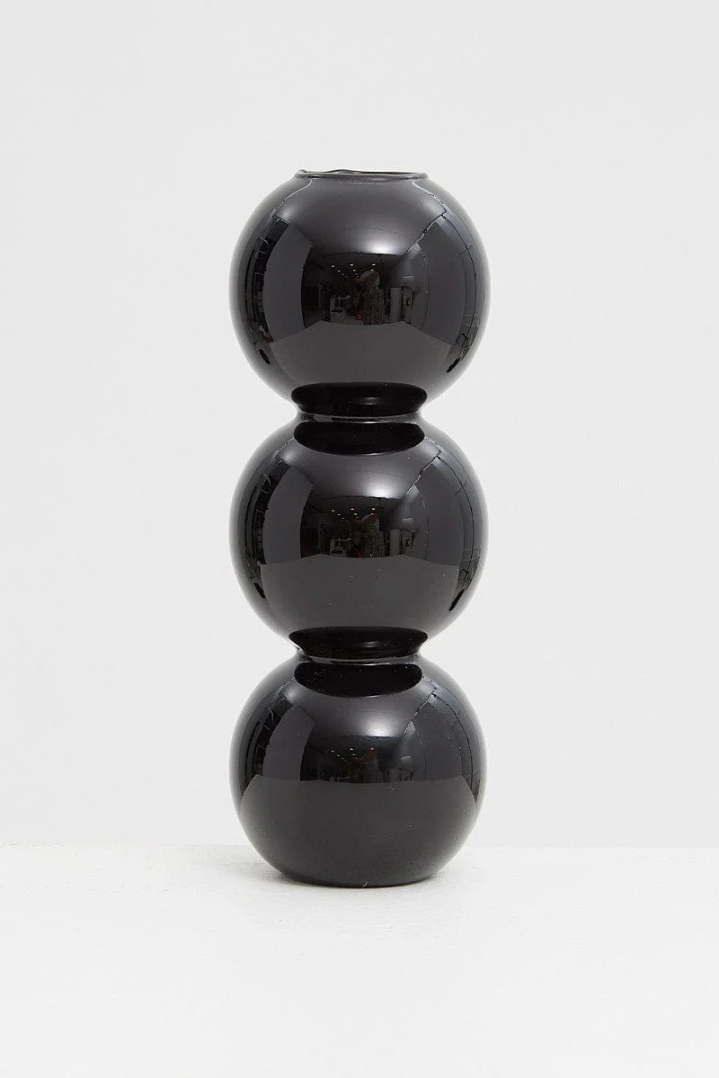 Black Bubble Glass Candle Holder and Vase