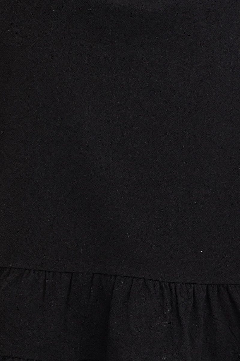 Black Smock Top Long Sleeve