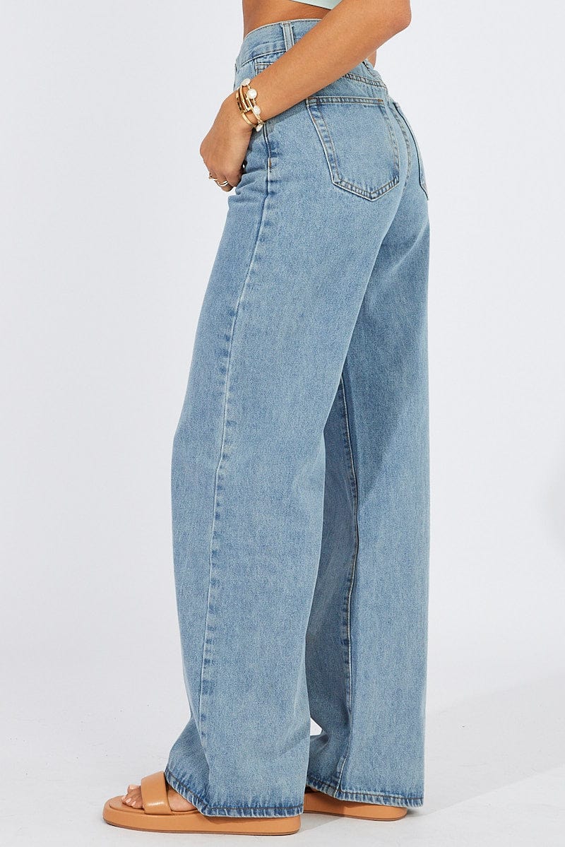 Denim Baggy Denim Jeans Mid Rise