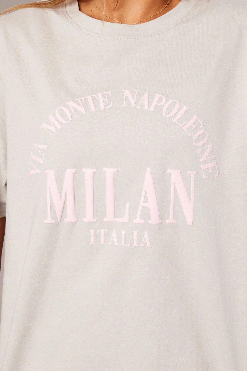 Grey Graphic Tee Short Sleeve