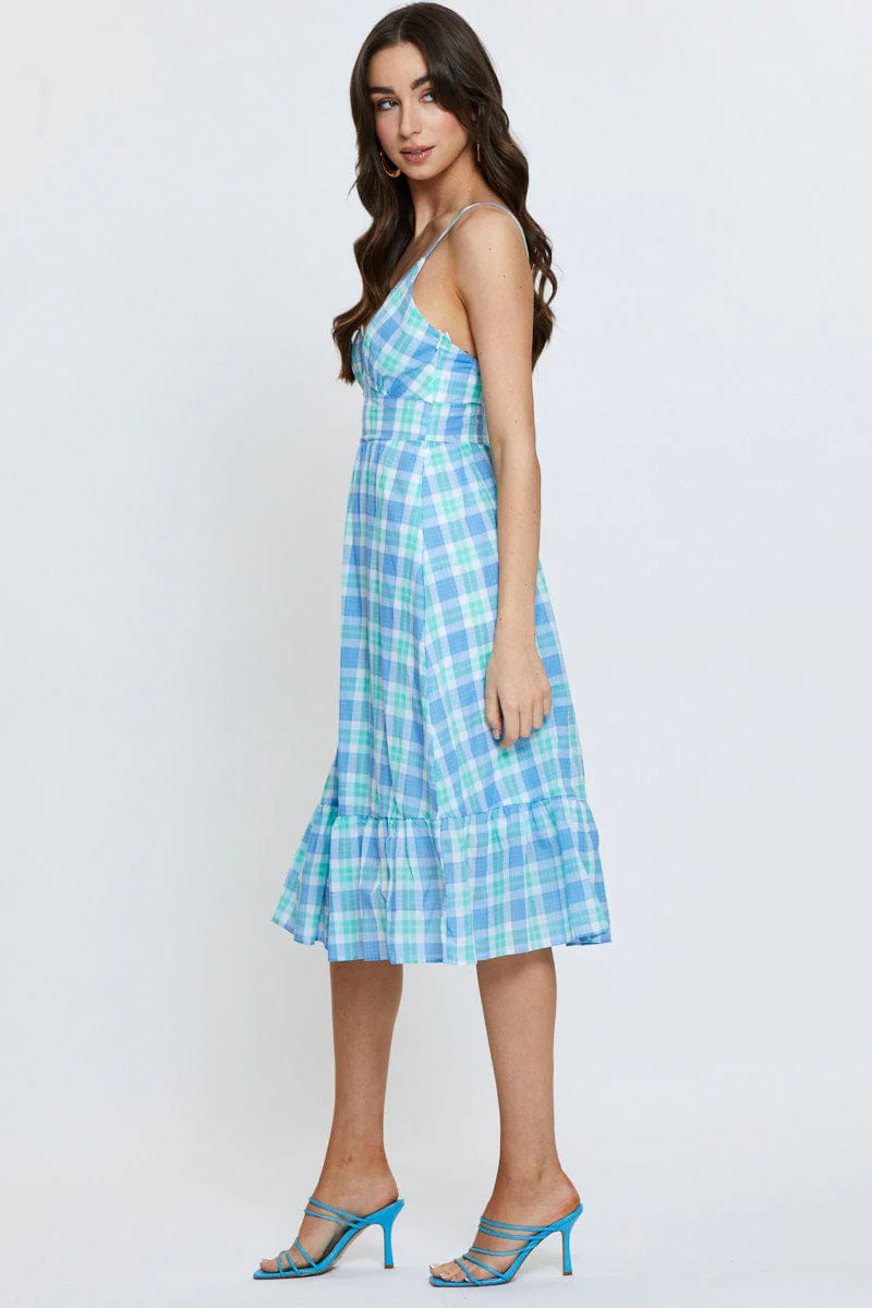 Check Midi Dress Sleeveless