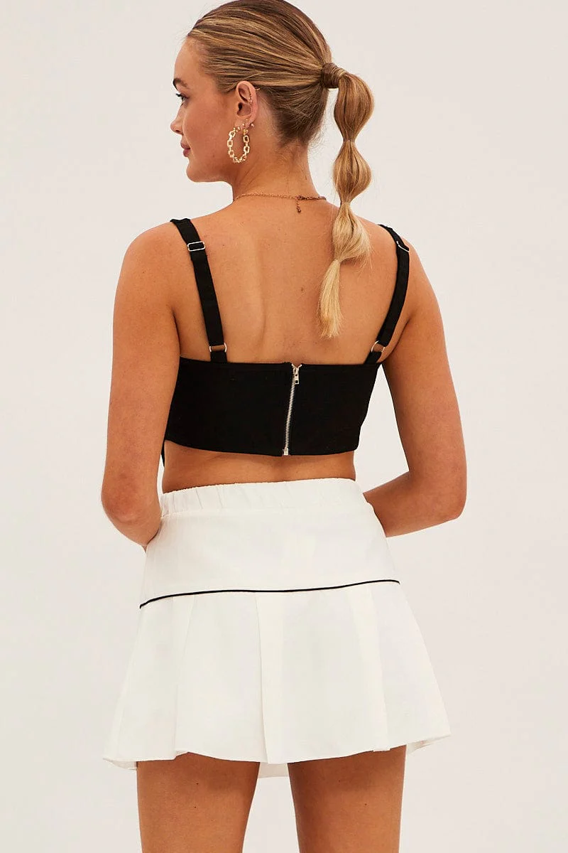White Pleated Tennis Mini Skort