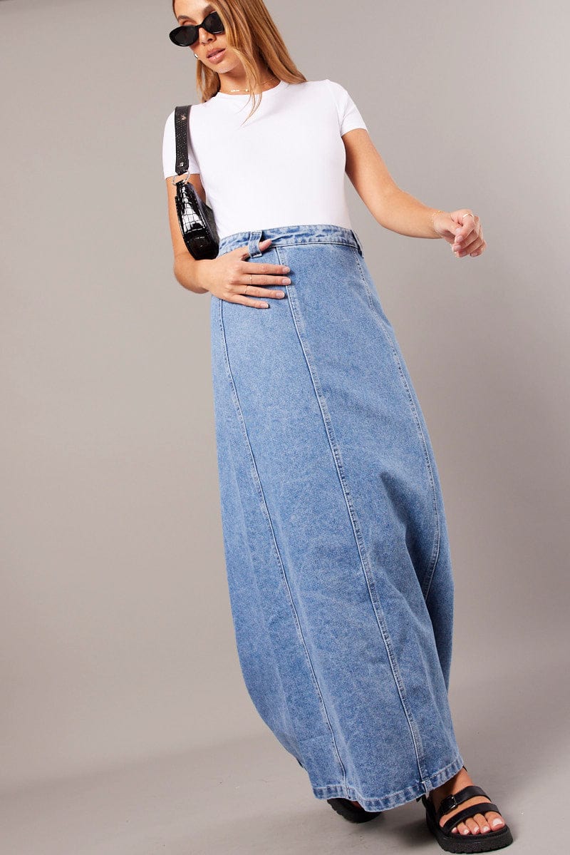 Denim Maxi Skirt High Rise