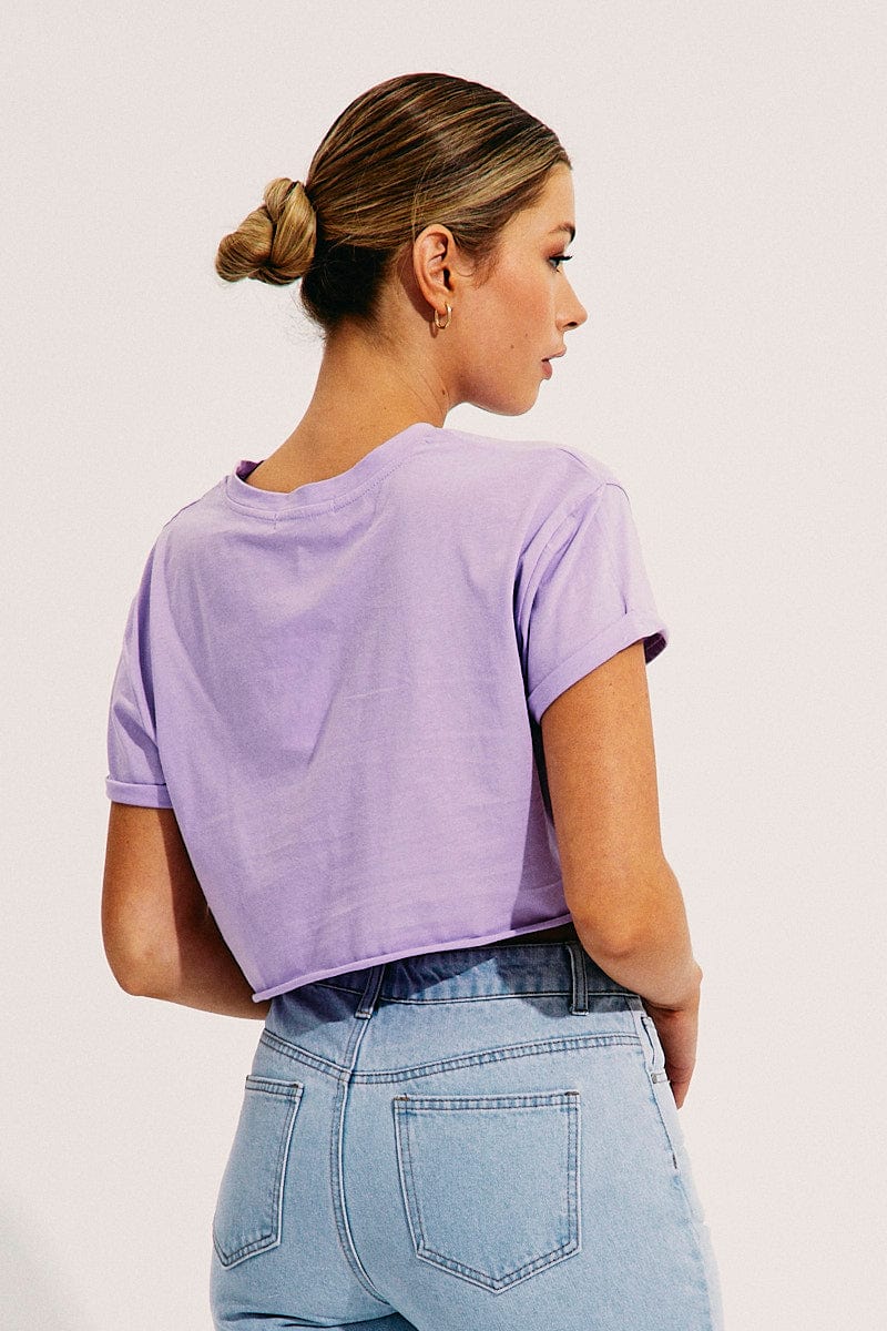 Purple Crop T Shirt