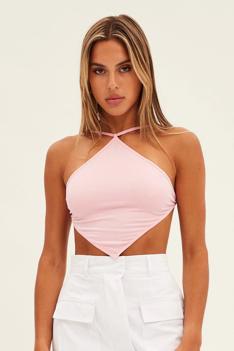Pink Scarf Top Backless