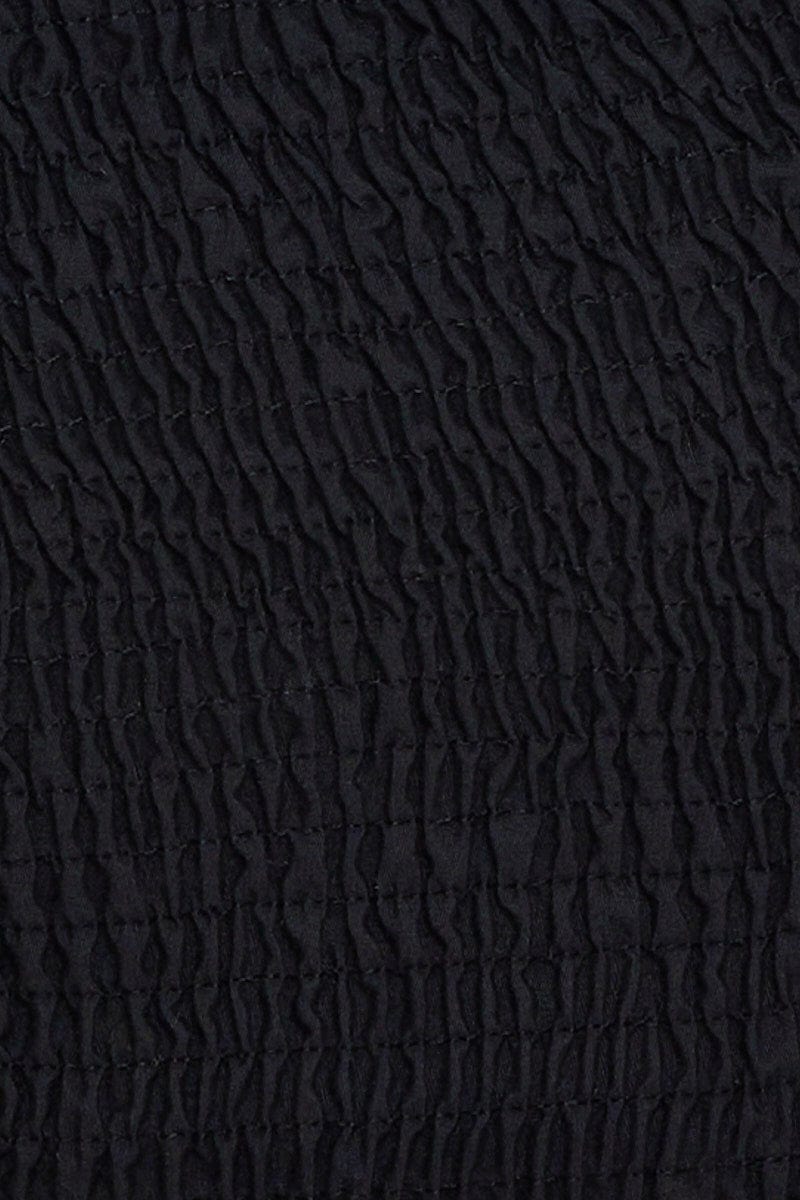 Black Puff Sleeve Top Short Sleeve Crop