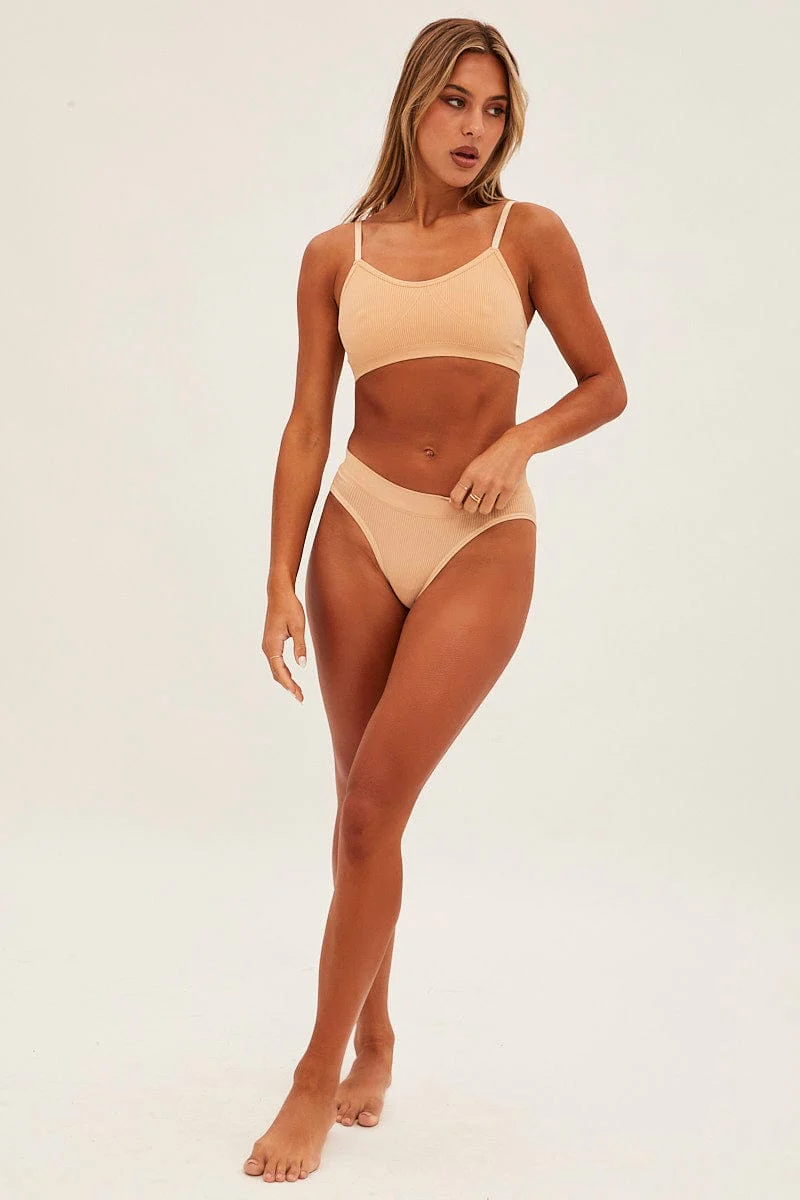 Beige Seamless Lingerie Set