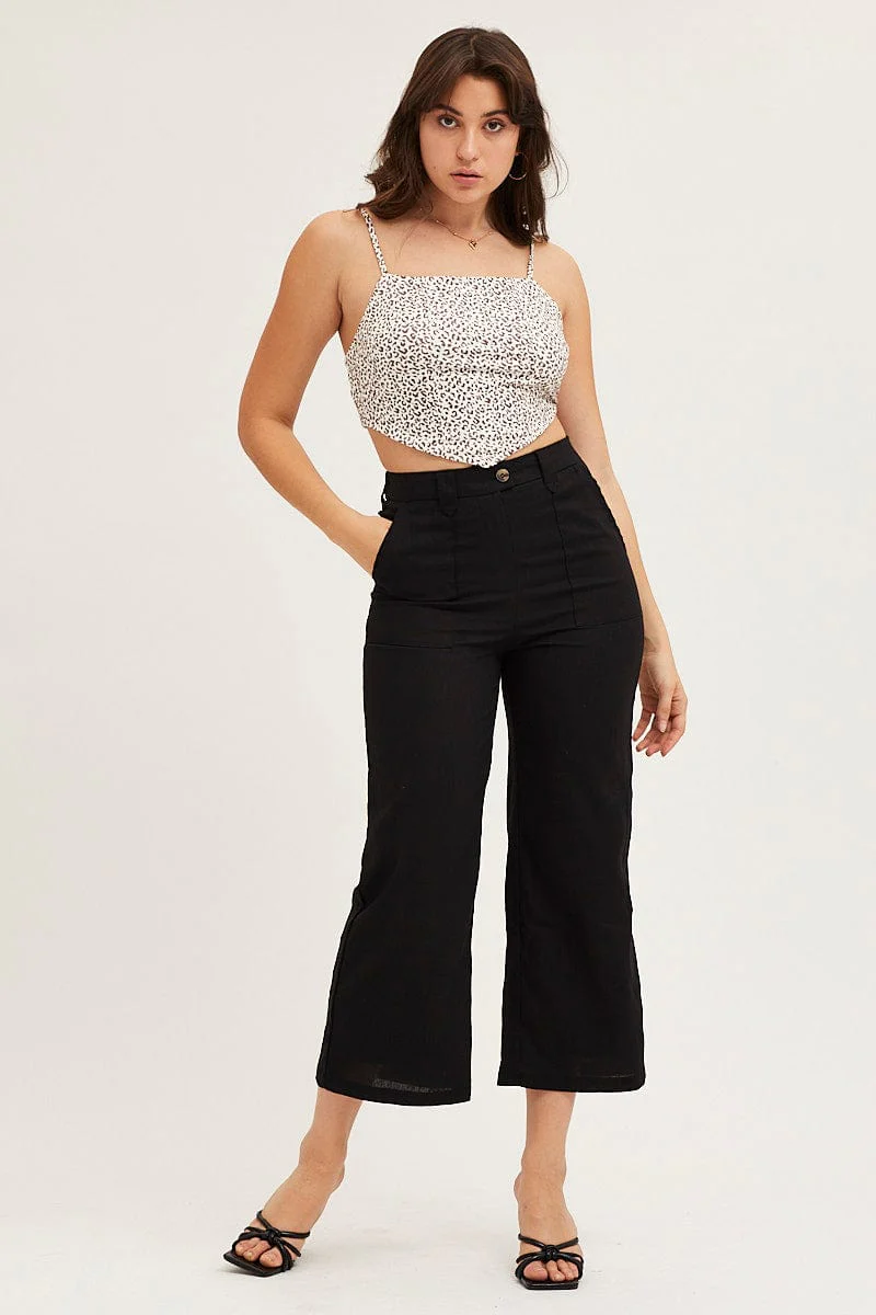 Black Wide Leg Pants High Rise