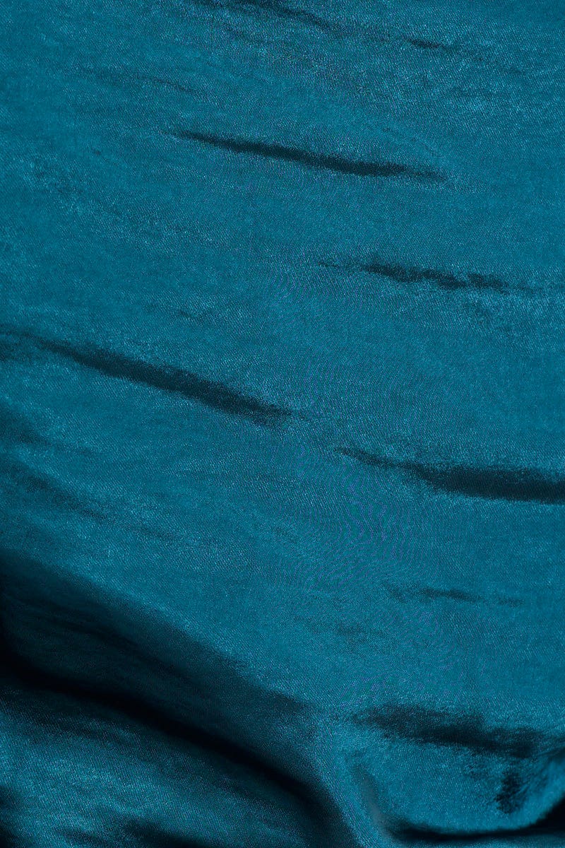 Blue Cowl Neck Ruched Cami Top