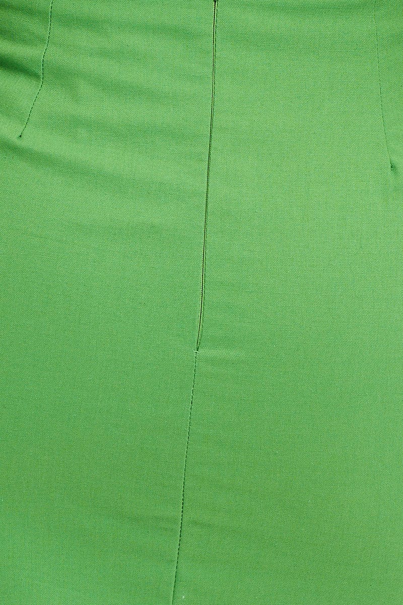 Green Front Tie Midi Skirt