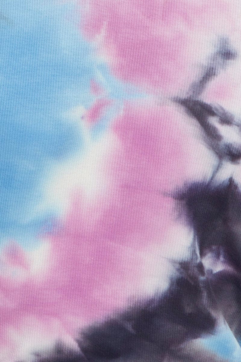 Multi Long Sleeve Tie Dye Rib Jersey Top