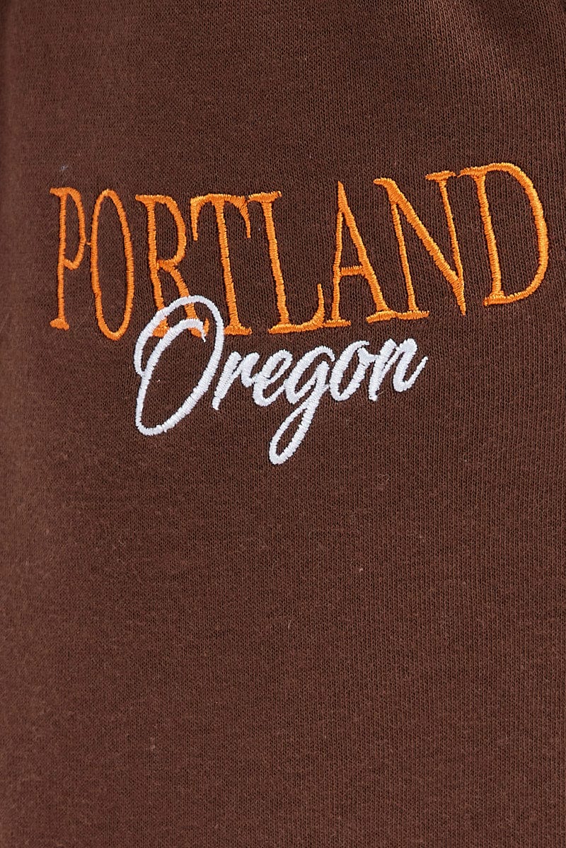 Brown Track Pants High Rise Jogger