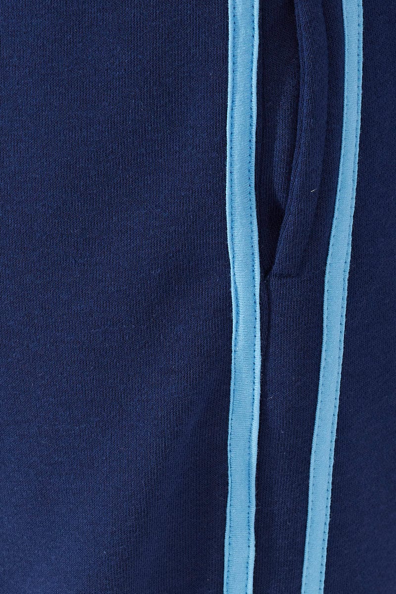 Blue Wide Leg Track Pants