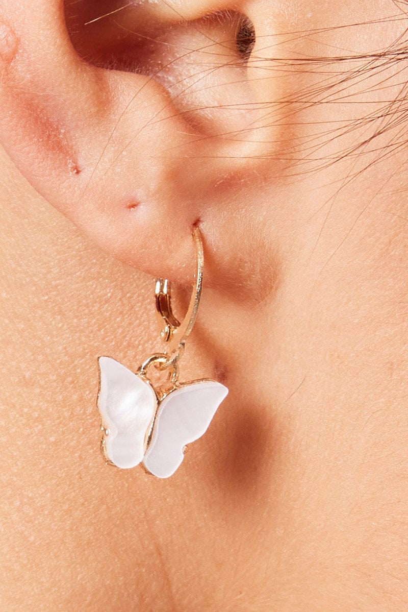 White Butterfly Earrings