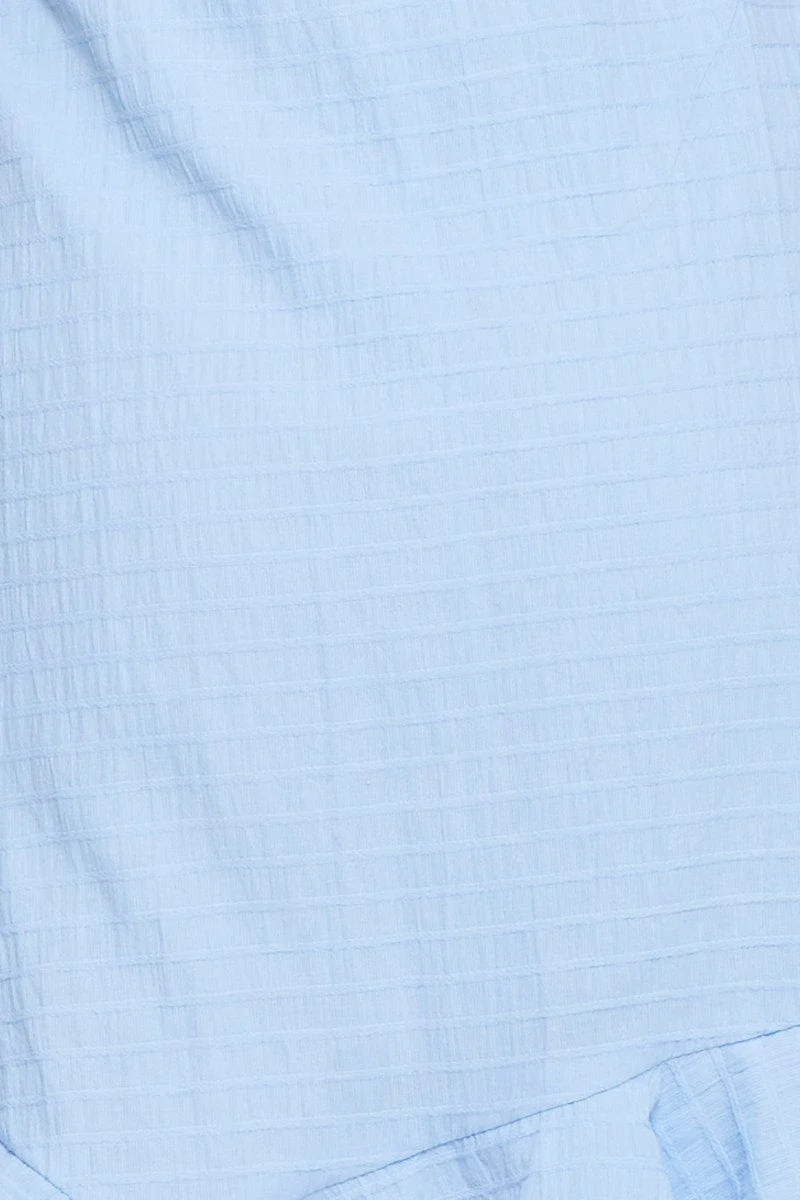 Blue Mini Dress Sleeveless Square Neck