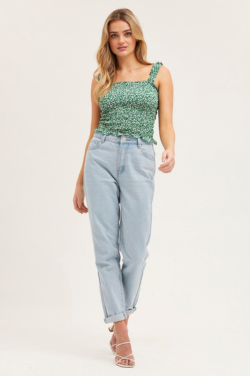 Print Ruched Singlet Sleeveless