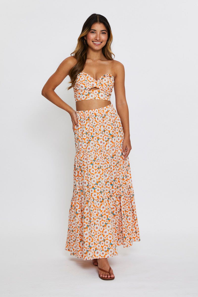 Print Singlet Top Crop