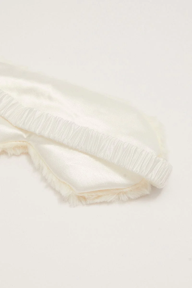 White Faux Fur Travel Eye Cover