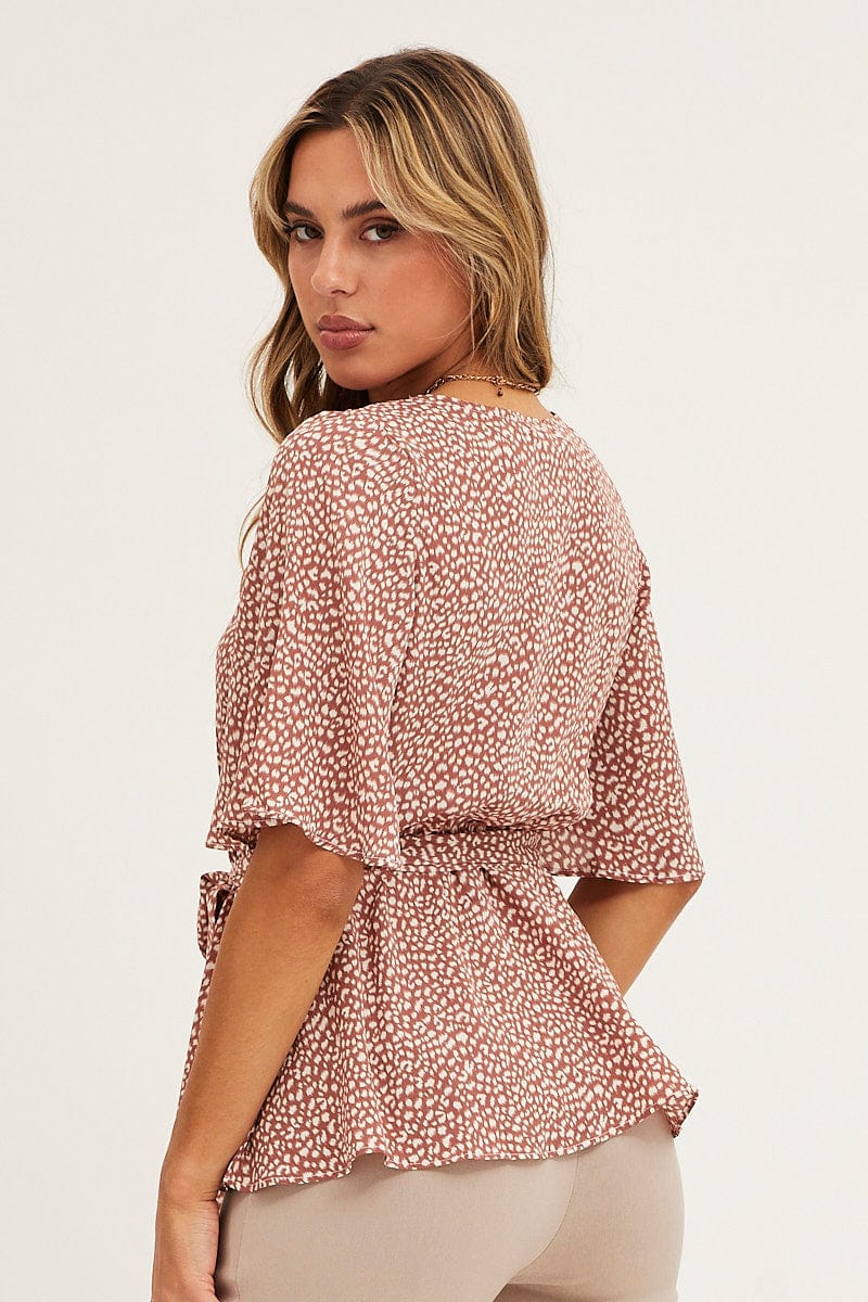 Geo Print Bell Sleeve Top