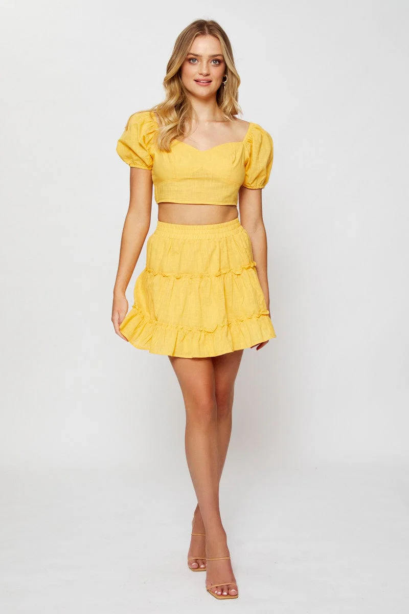 Orange Frill Short Skater Skirt