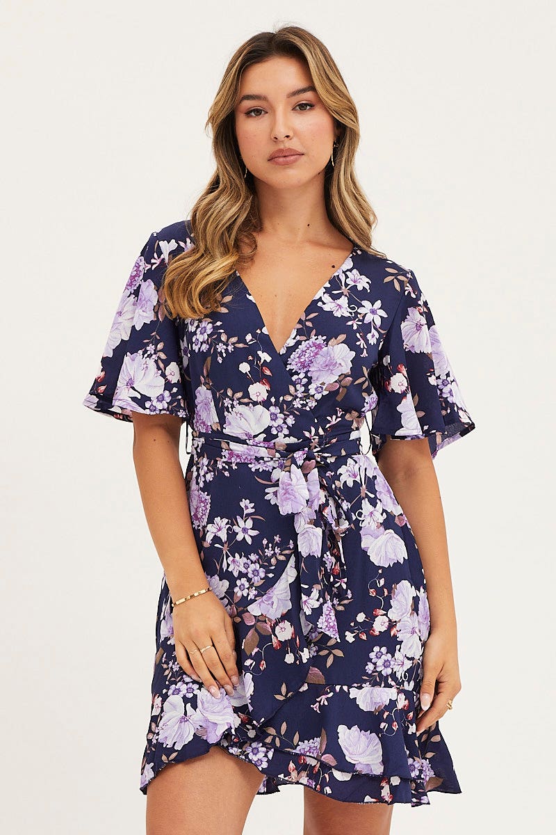 Print Skater Dress Short Sleeve Mini