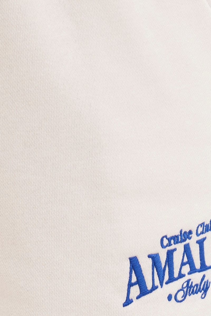 White Track Shorts High Rise Elastic Waist