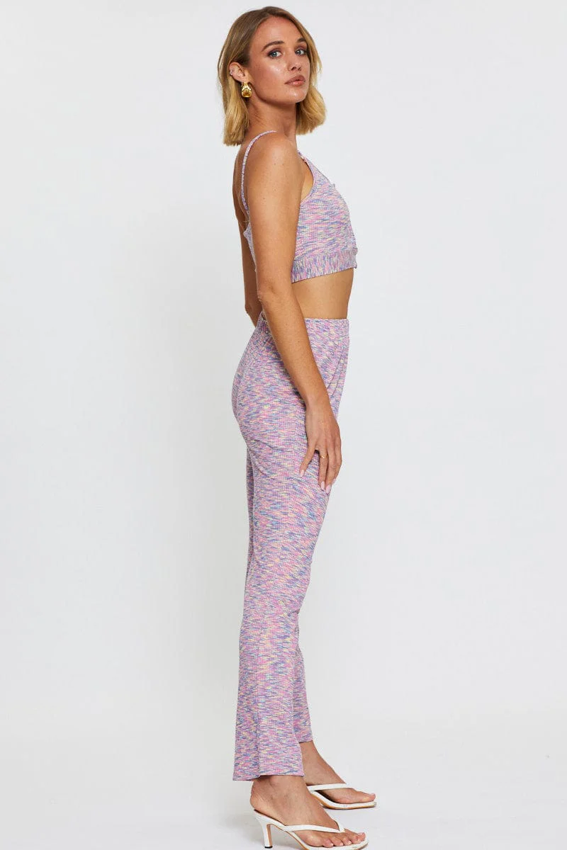 Multi Flare Pants Elastic Waist