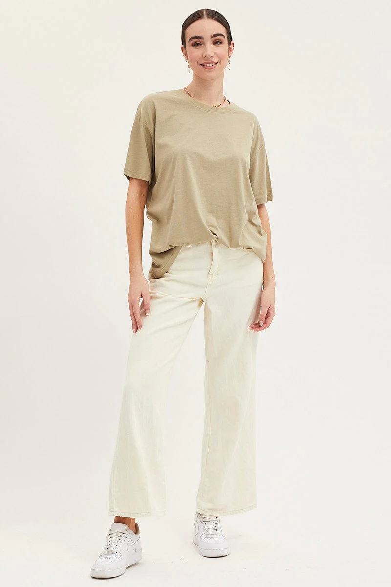 Green Oversized T Shirt Short Sleeve Crew Neck