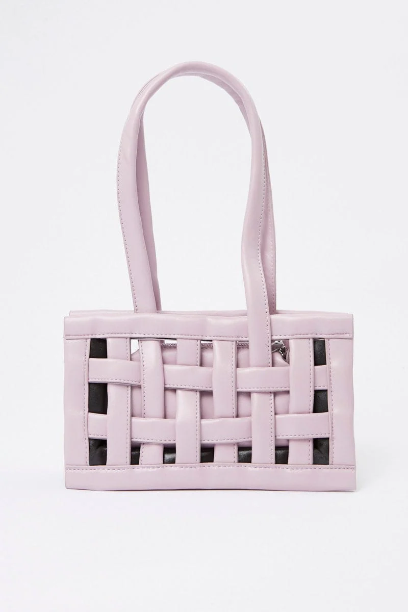 Purple Woven Detail Handbag
