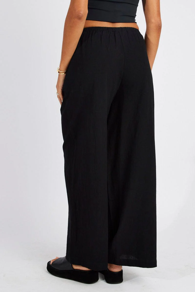 Black Wide Leg Pants High Rise