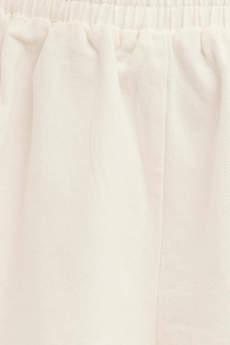 White Cargo Shorts High Rise