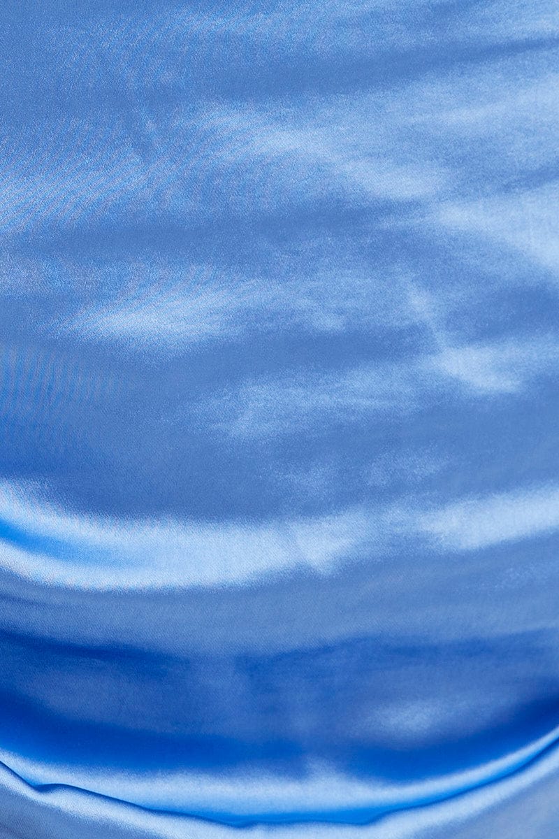 Blue Ruched Cami Top Sleeveless Cowl Neck