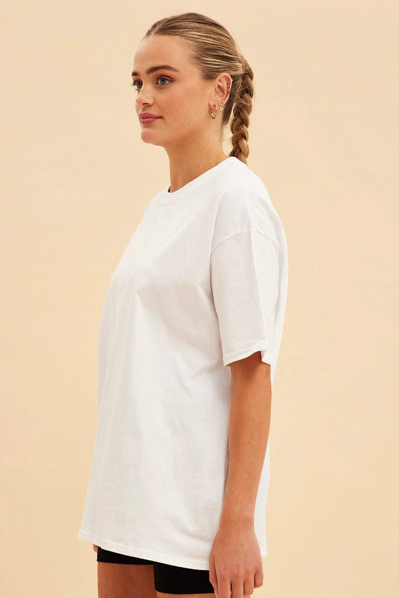 White Jamie Cotton Jersey Crew Neck Oversized T-Shirt