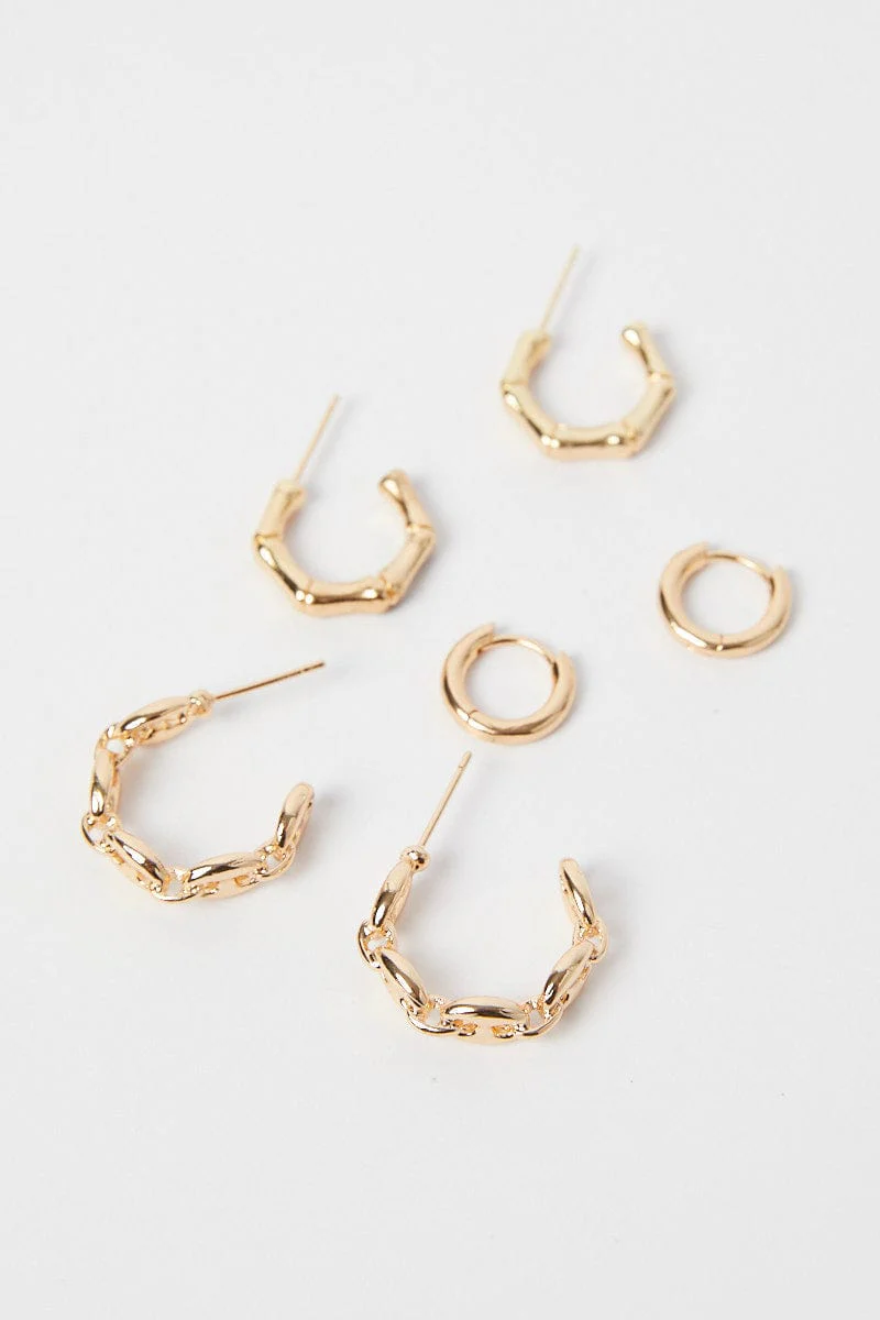 Gold 3 Pack Hoop Earrings