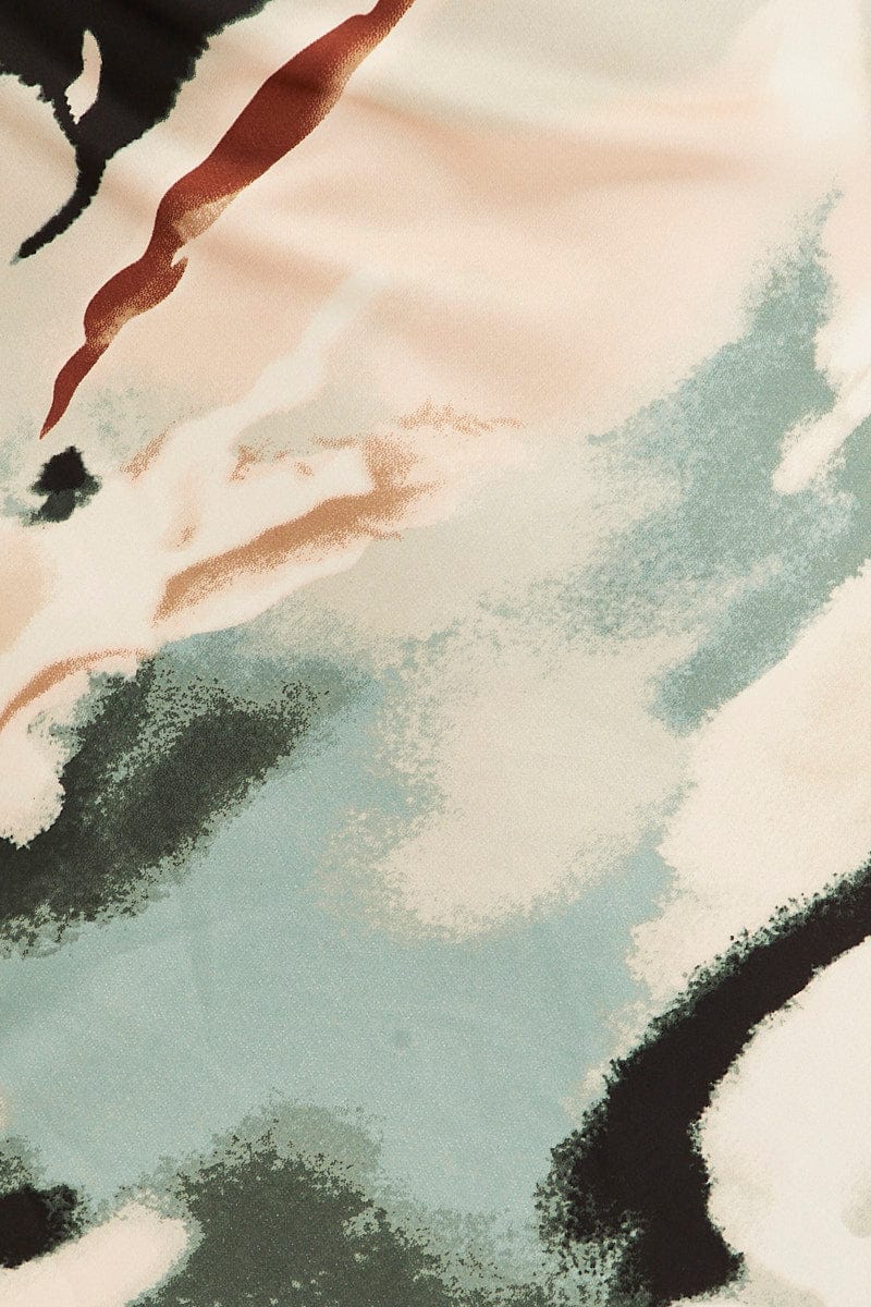 Green Floral Mini Dress Bodycon Twist Front Floral Print Satin