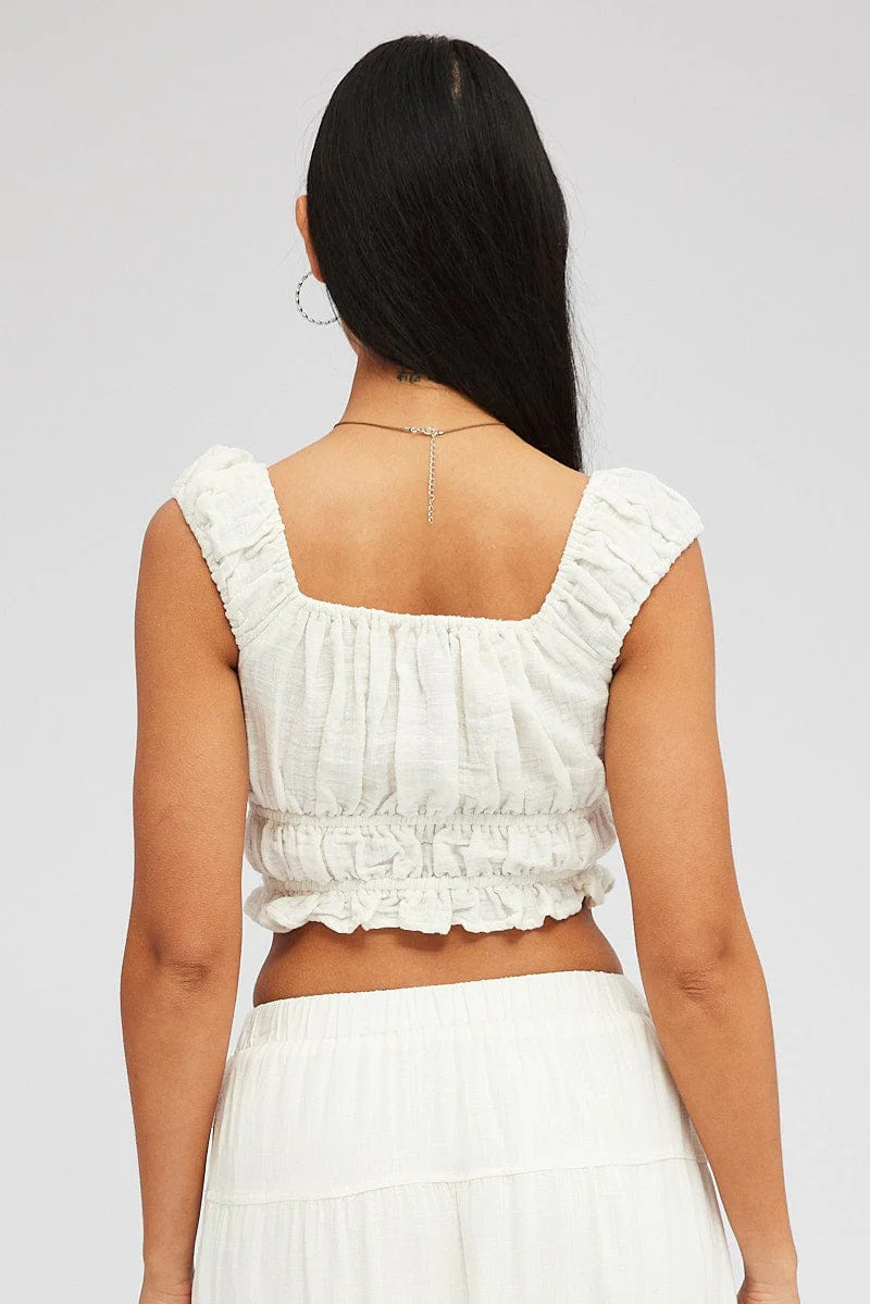 White Crop Top Short Sleeve