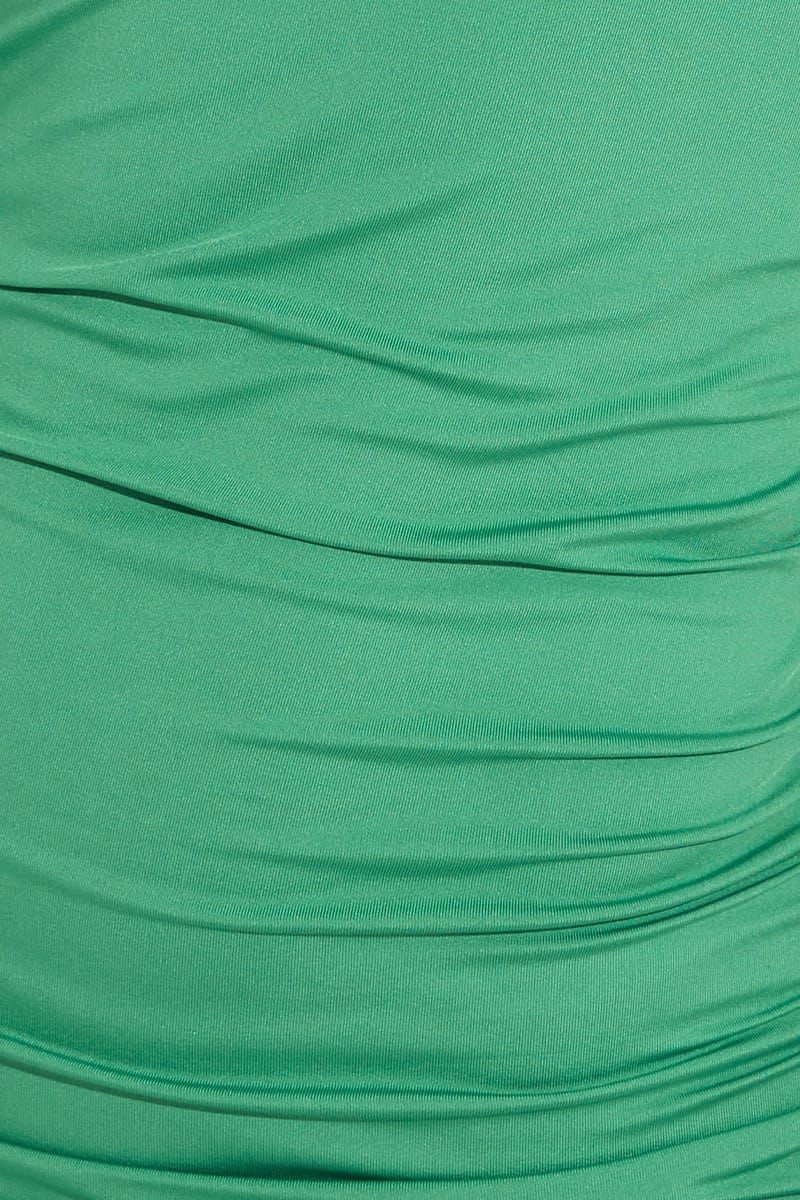 Green Ruched Front Body Con Dress